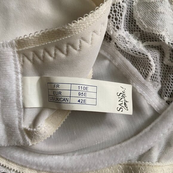NWT Ivory Lacy Underwire Bra - 42 E Large European Bra - Picture 6 of 10